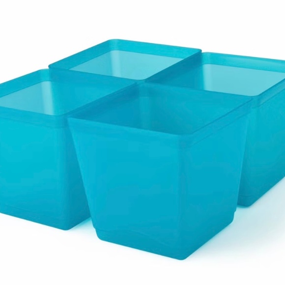 4pk NEW Teal Cube Utility Storage Bins 88oz. 6”x6” - Picture 2 of 3